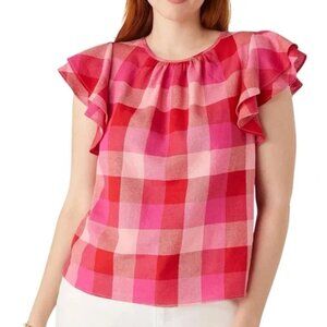 Kate Spade Picnic Woven Flutter-Sleeve Top Size XL